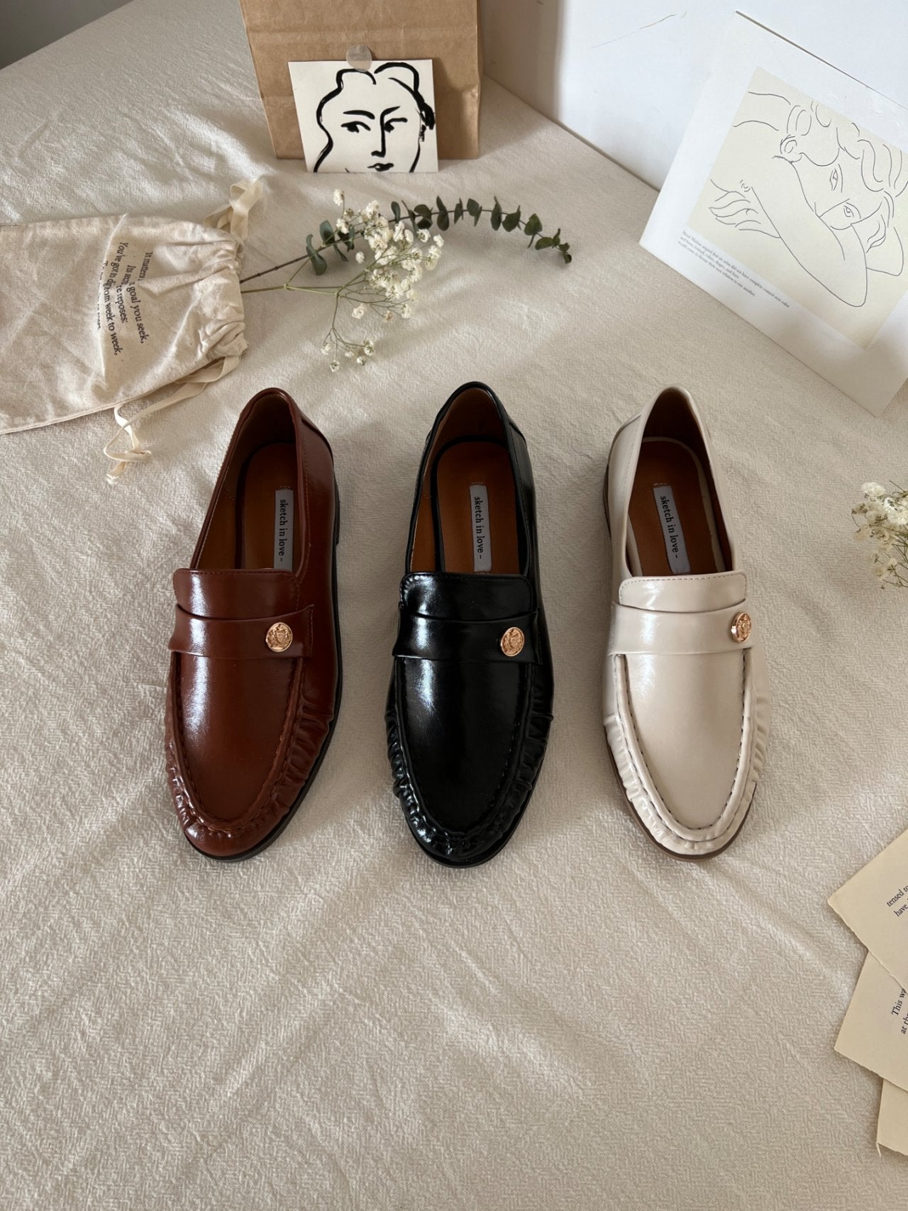 Burnett gold button loafers