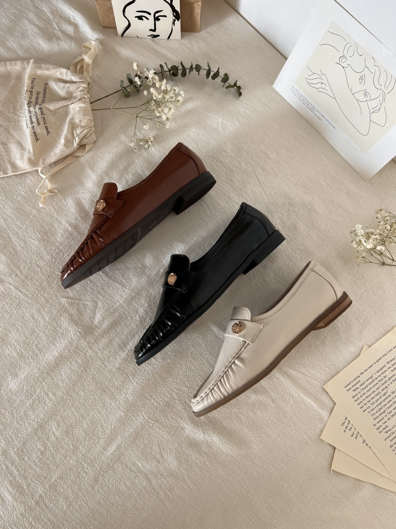 Burnett gold button loafers