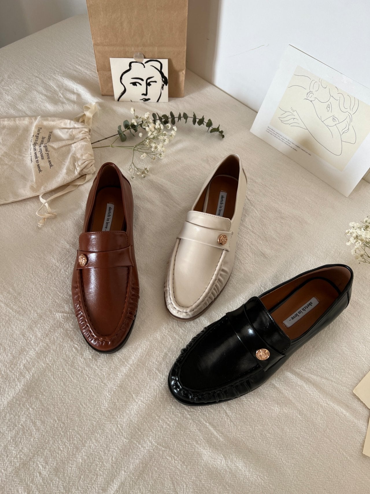 Burnett gold button loafers