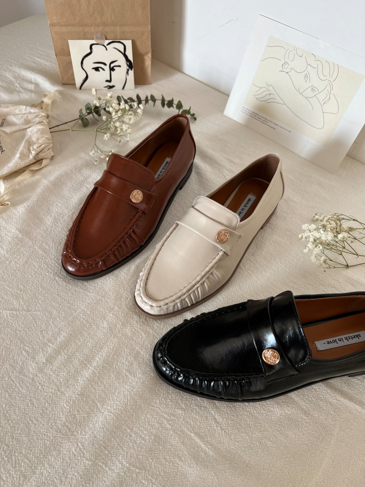Burnett gold button loafers