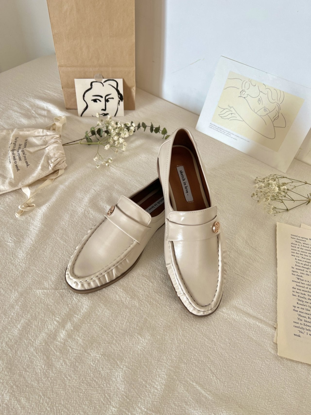 Burnett gold button loafers