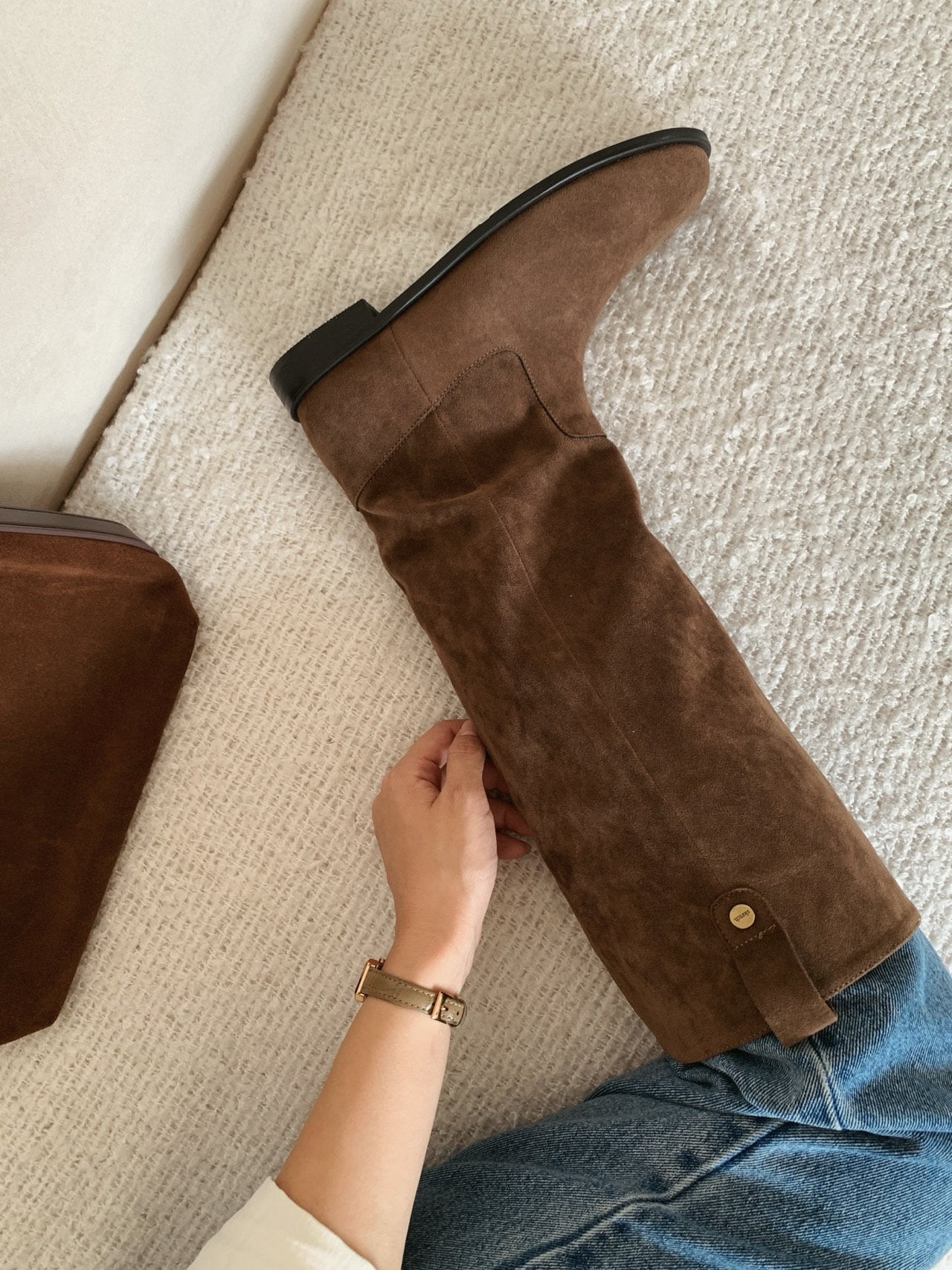 Antique Logo Basic Suede Long Boots-2col