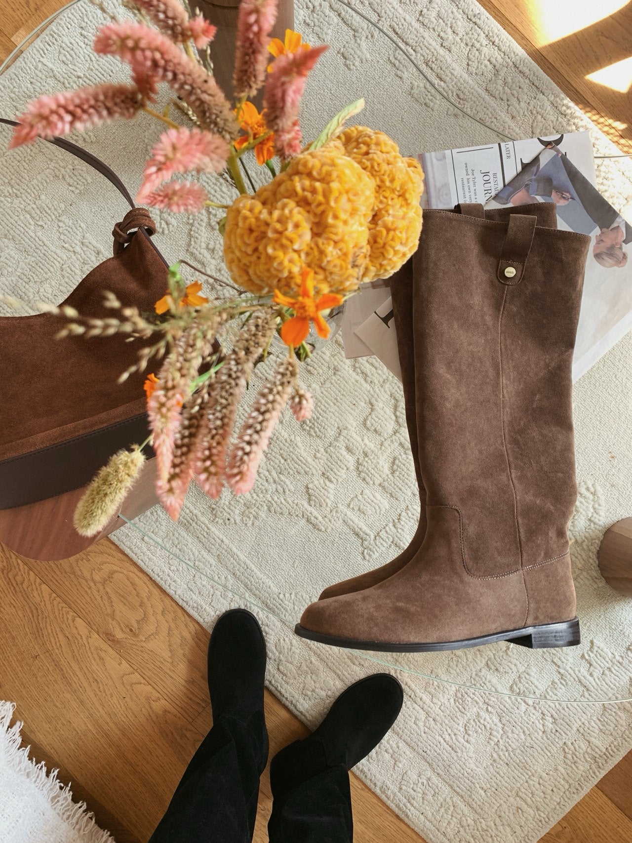 Antique Logo Basic Suede Long Boots-2col