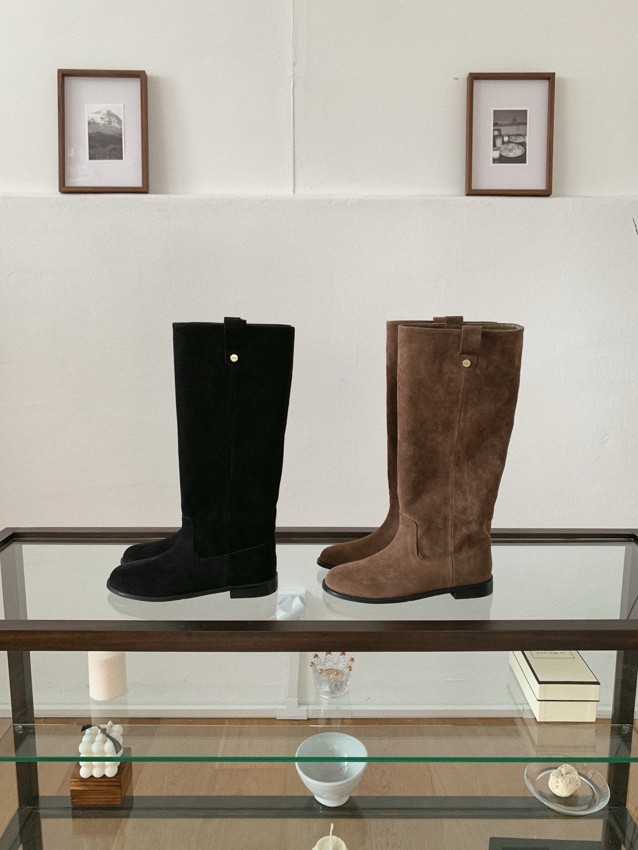 Antique Logo Basic Suede Long Boots-2col
