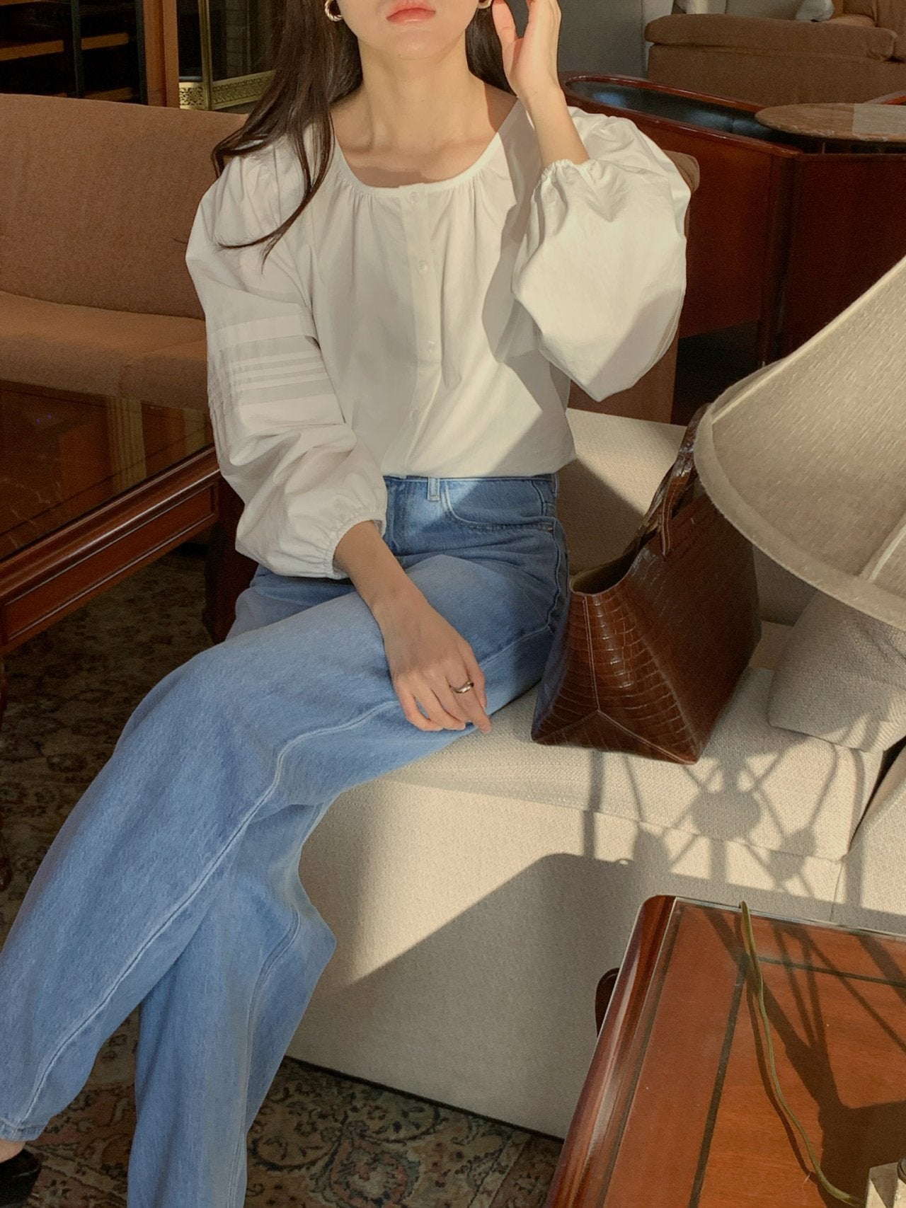 shell pintuck blouse-2col