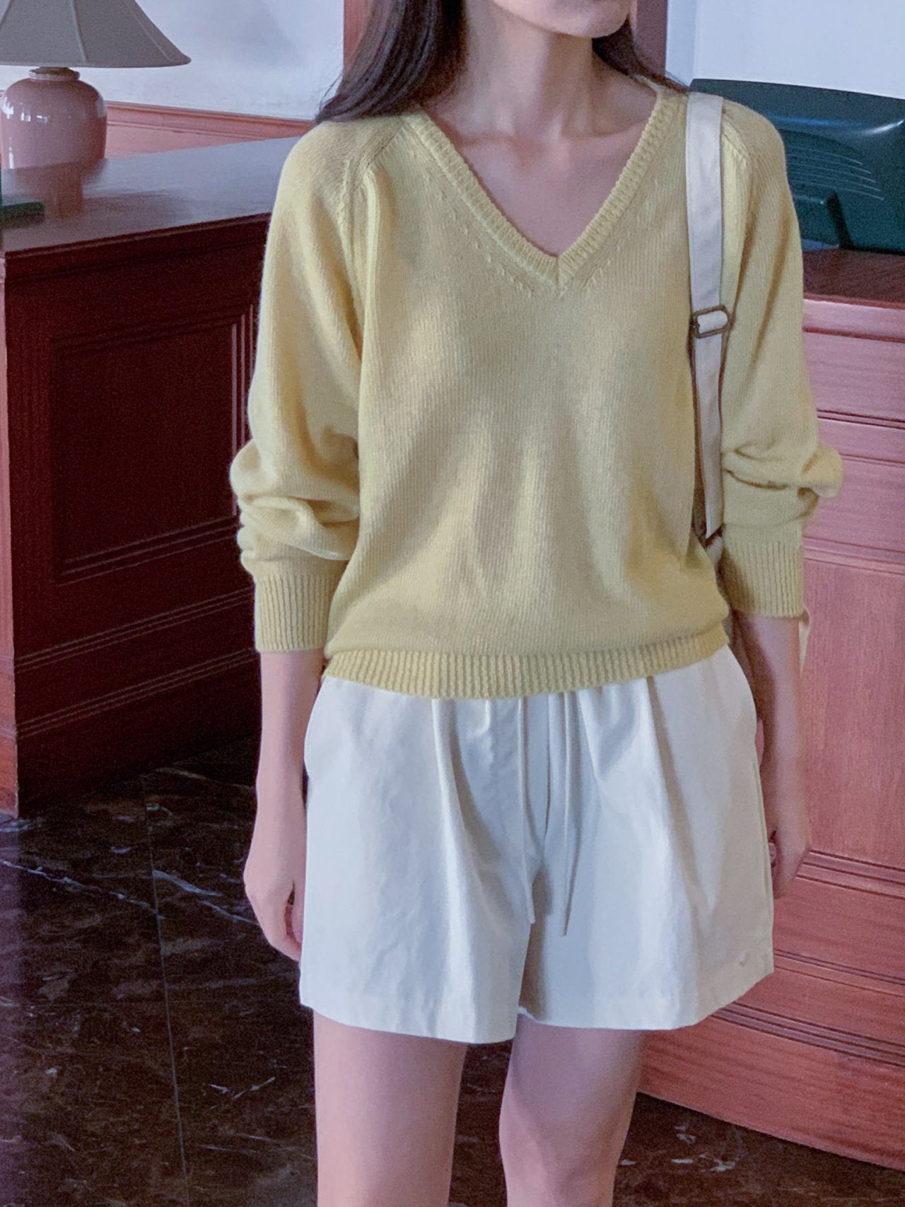 Linen wool v knit-5col