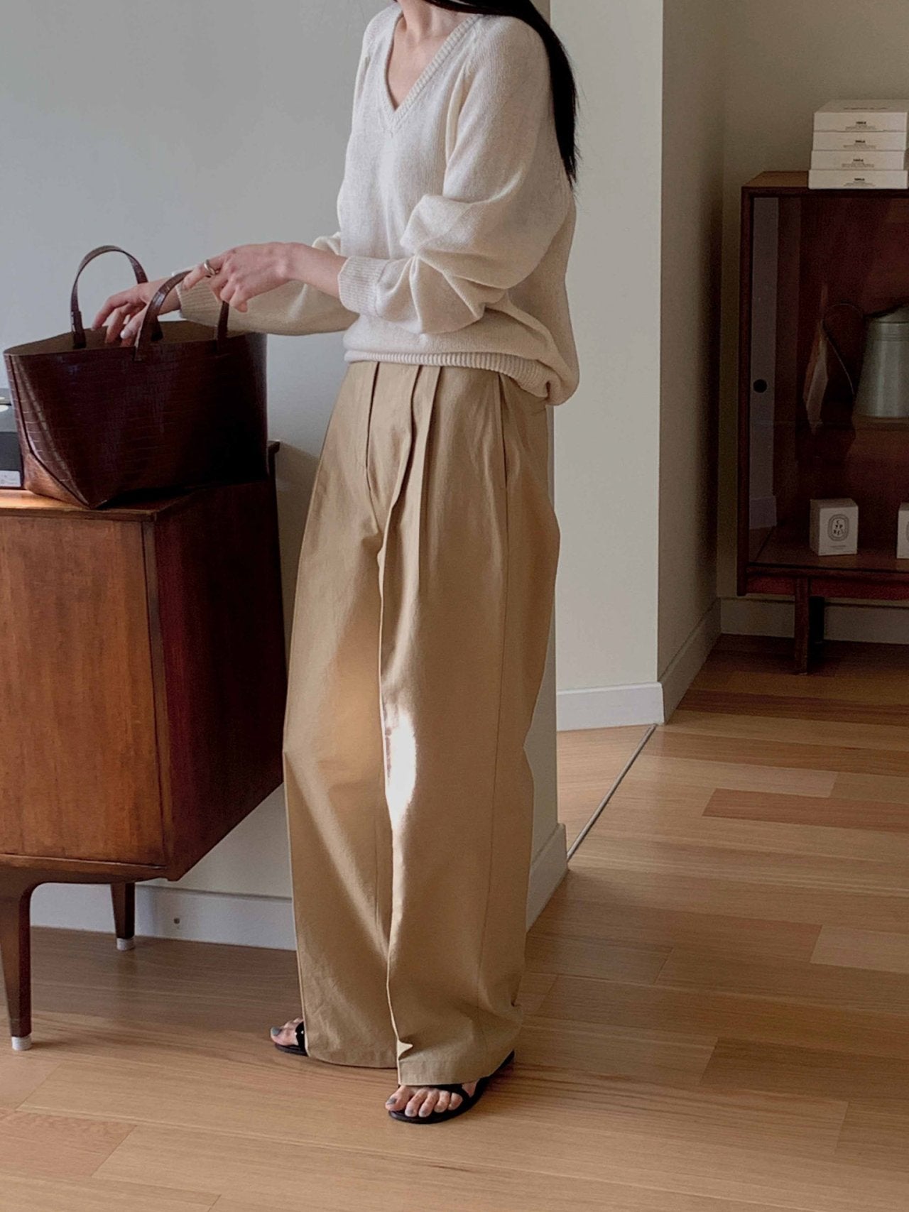 Linen wool v knit-5col