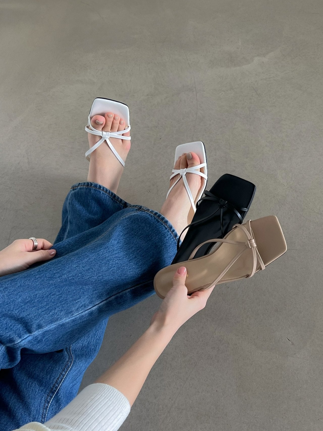 Strap sandal mules
