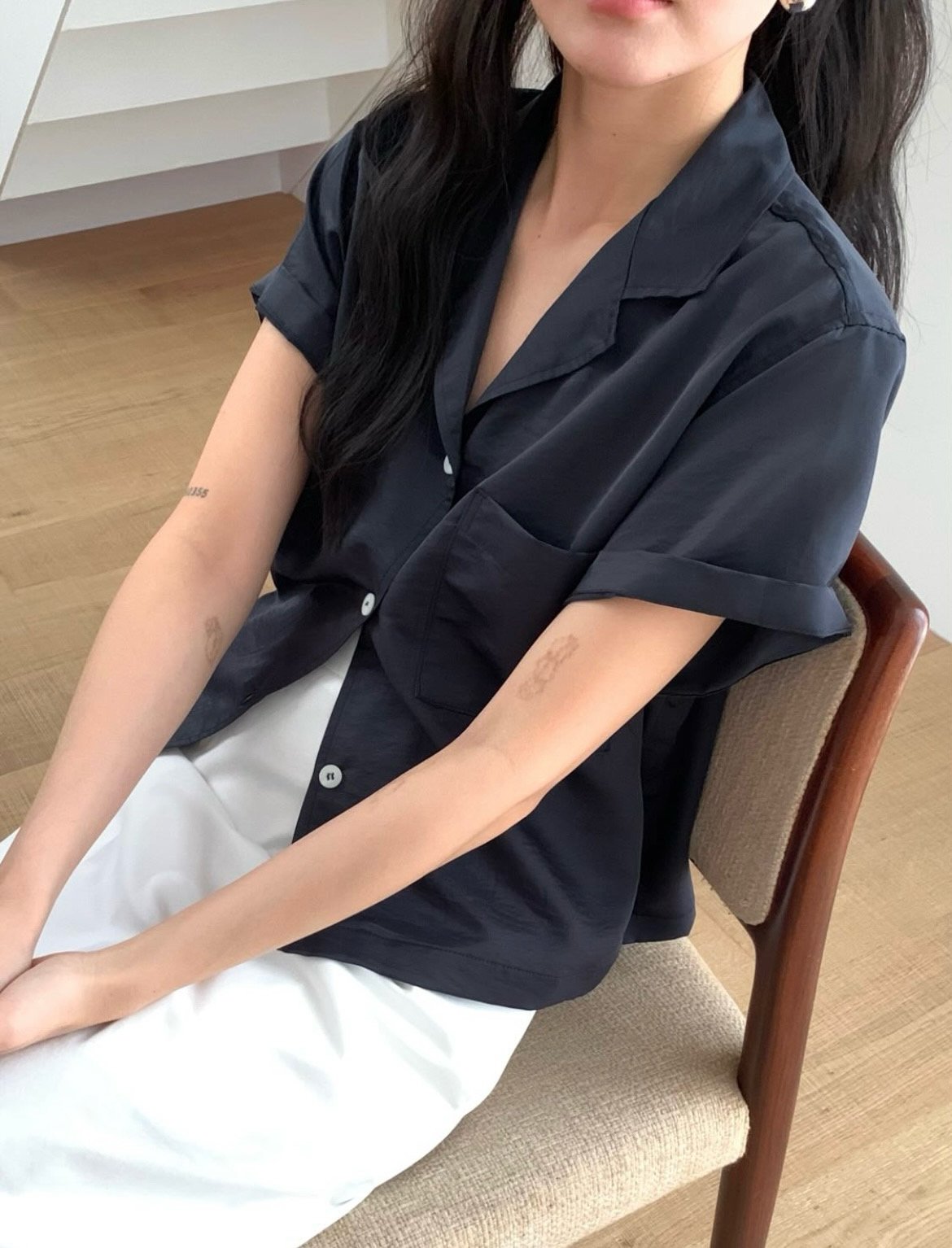 deondo cupra V collar shirt-3col