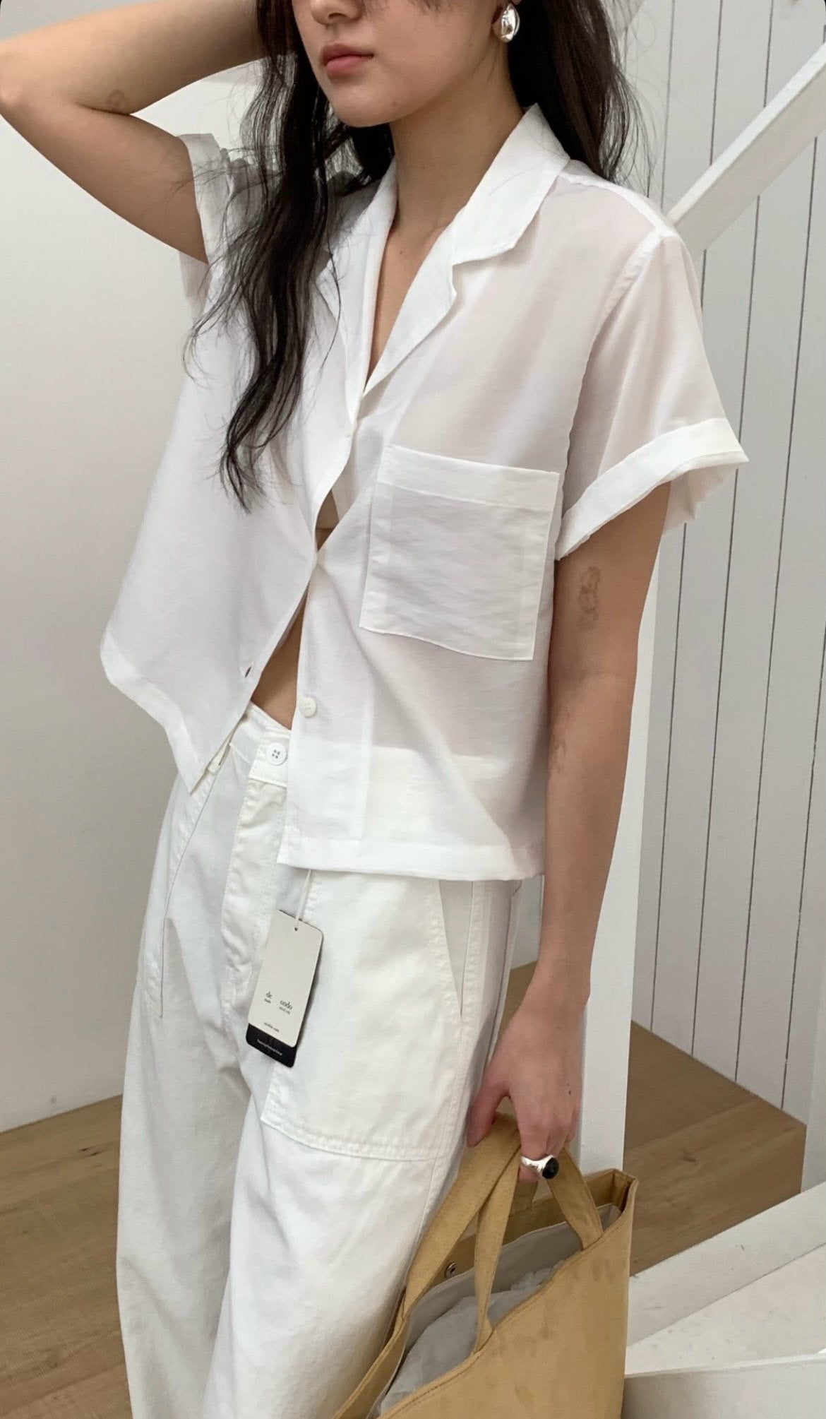 deondo cupra V collar shirt-3col