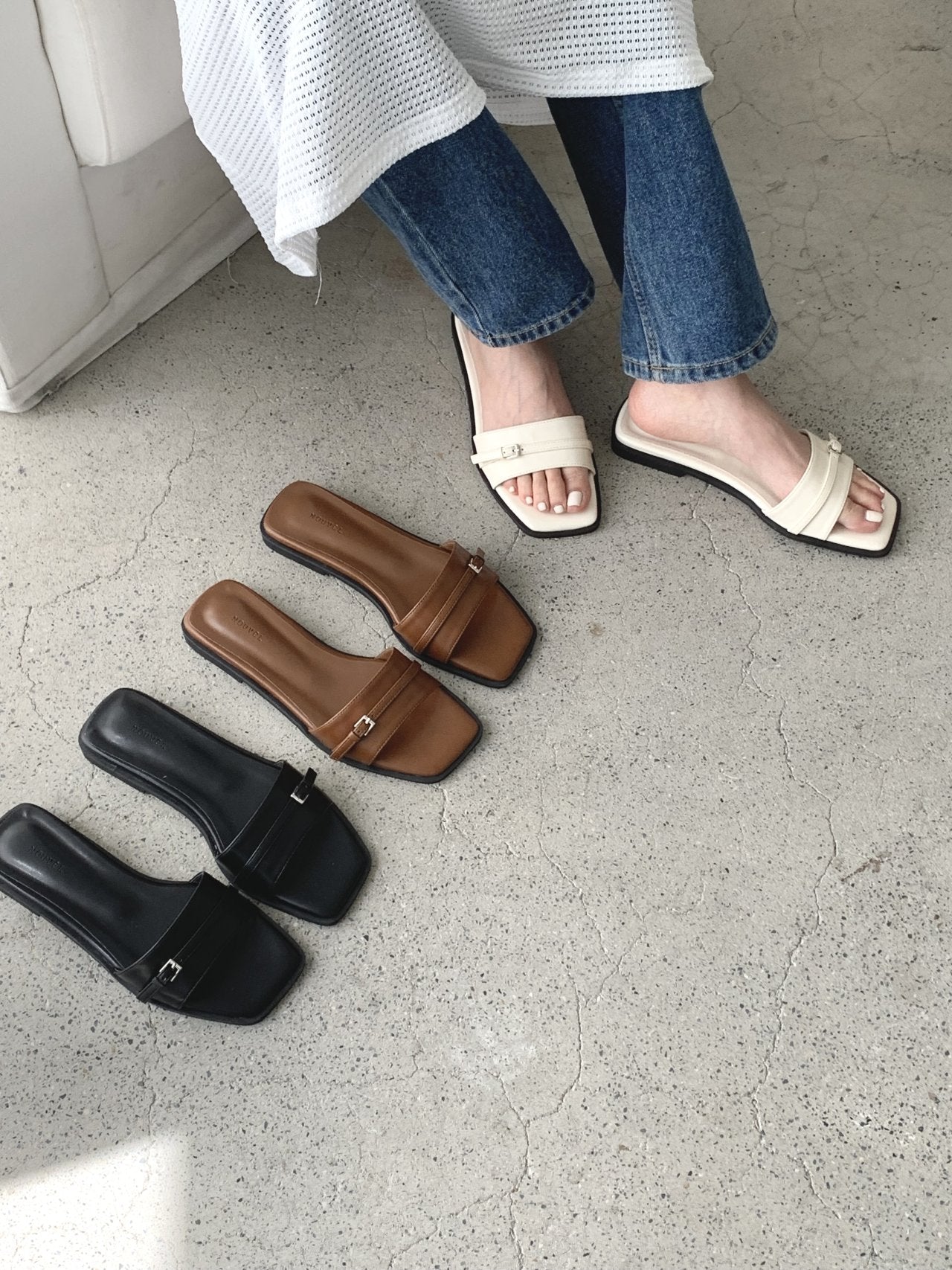 Strap Flat Mule-3col