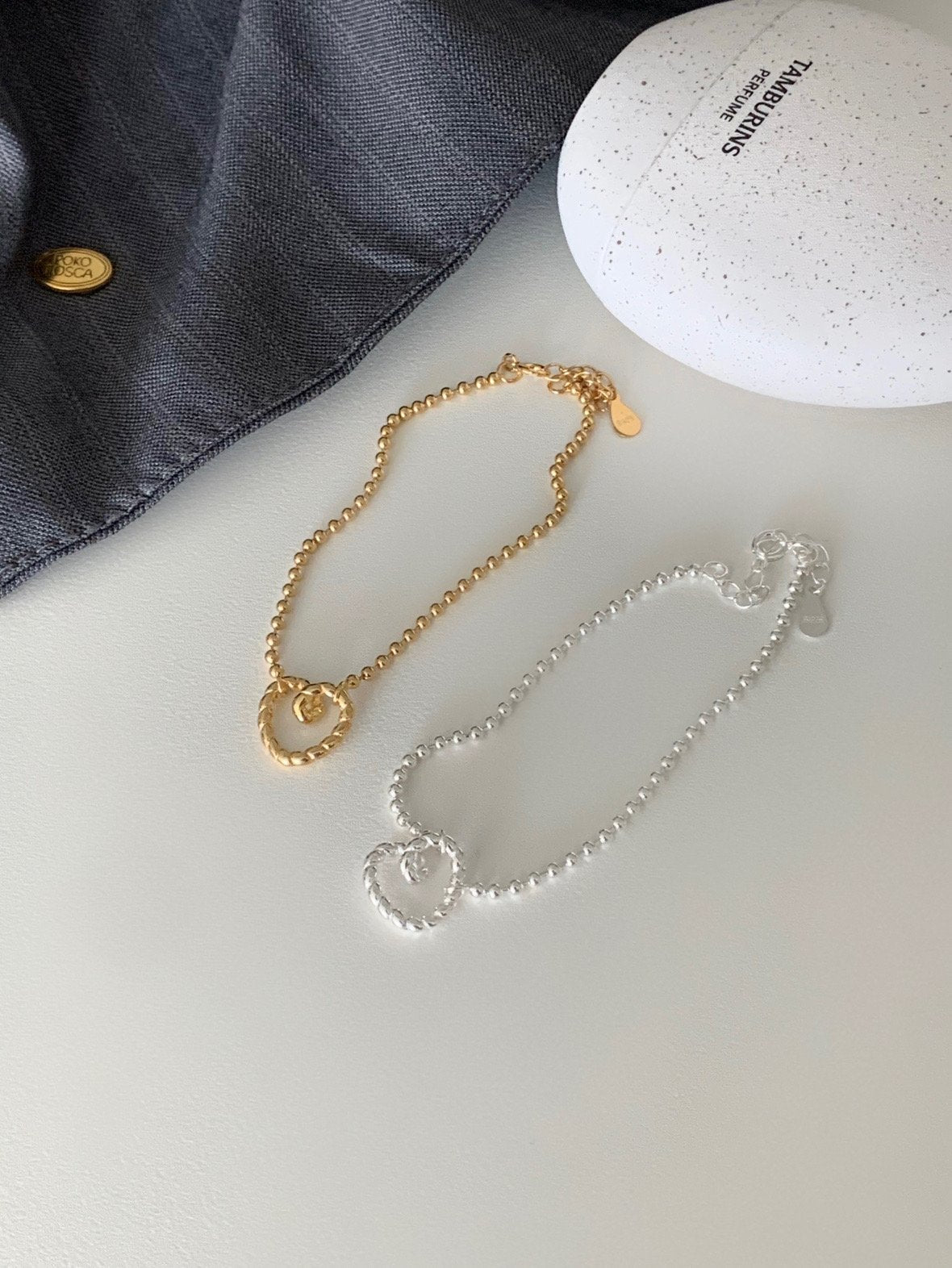 Twisted Heart Silver Ball Bracelet
