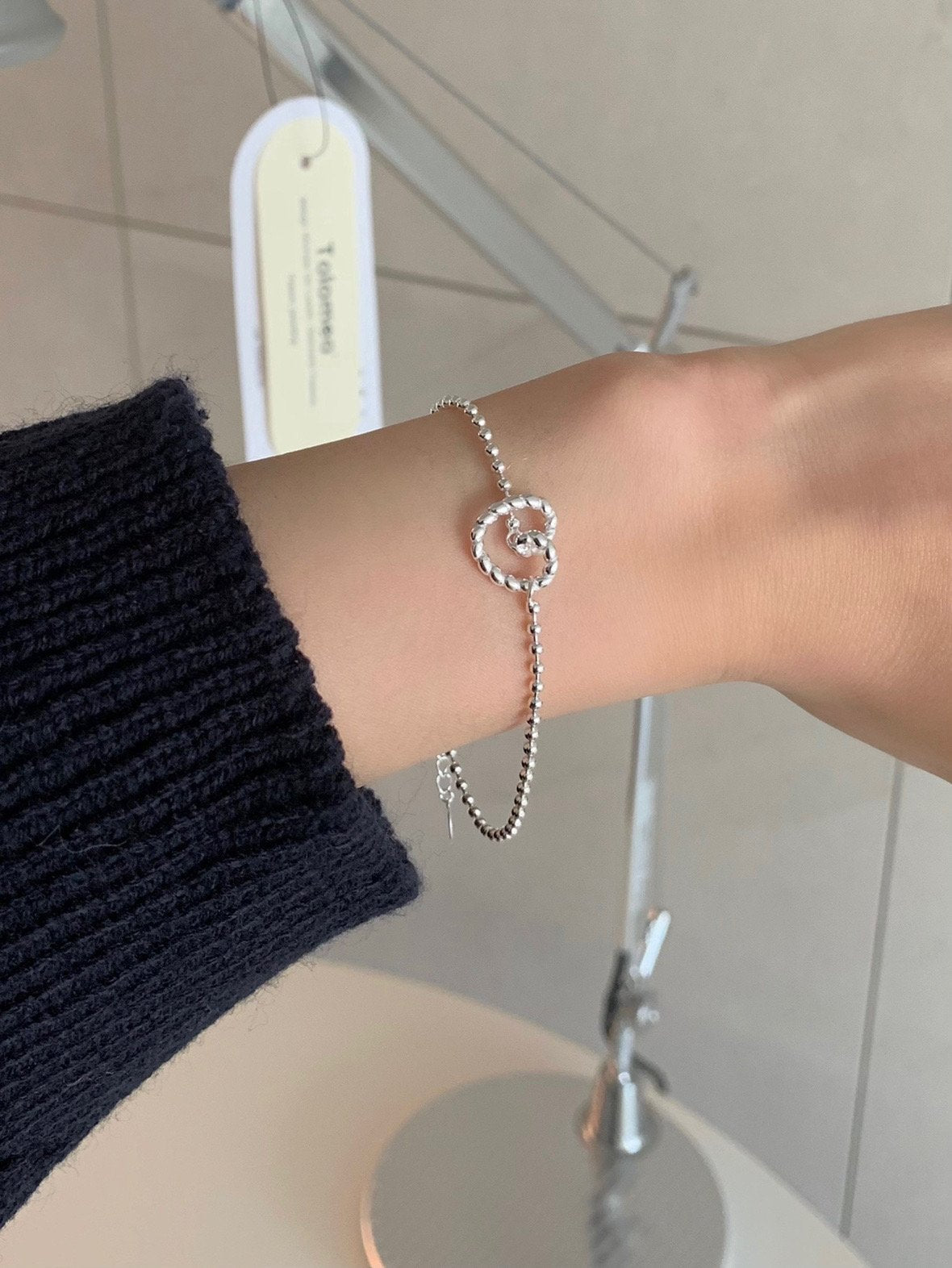Twisted Heart Silver Ball Bracelet