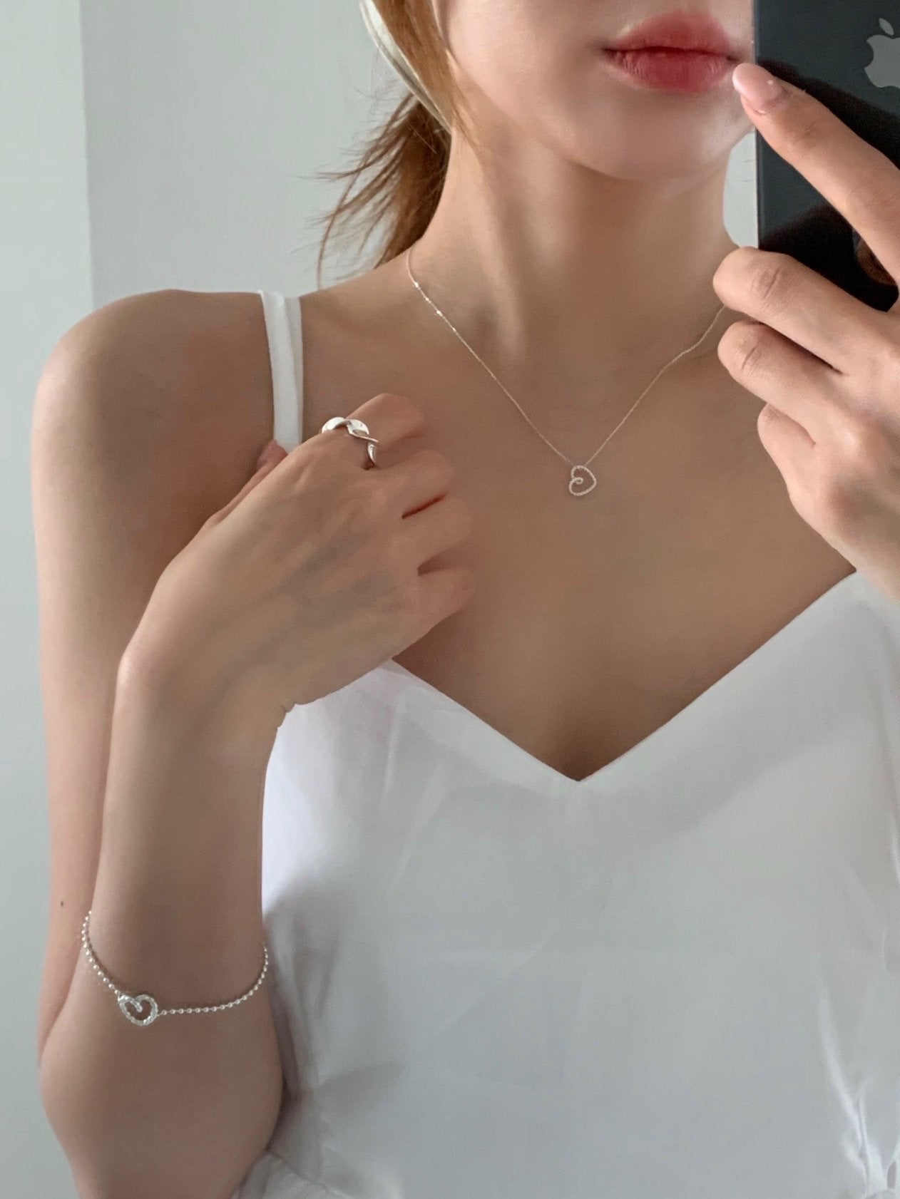Twisted Heart Silver Ball Necklace