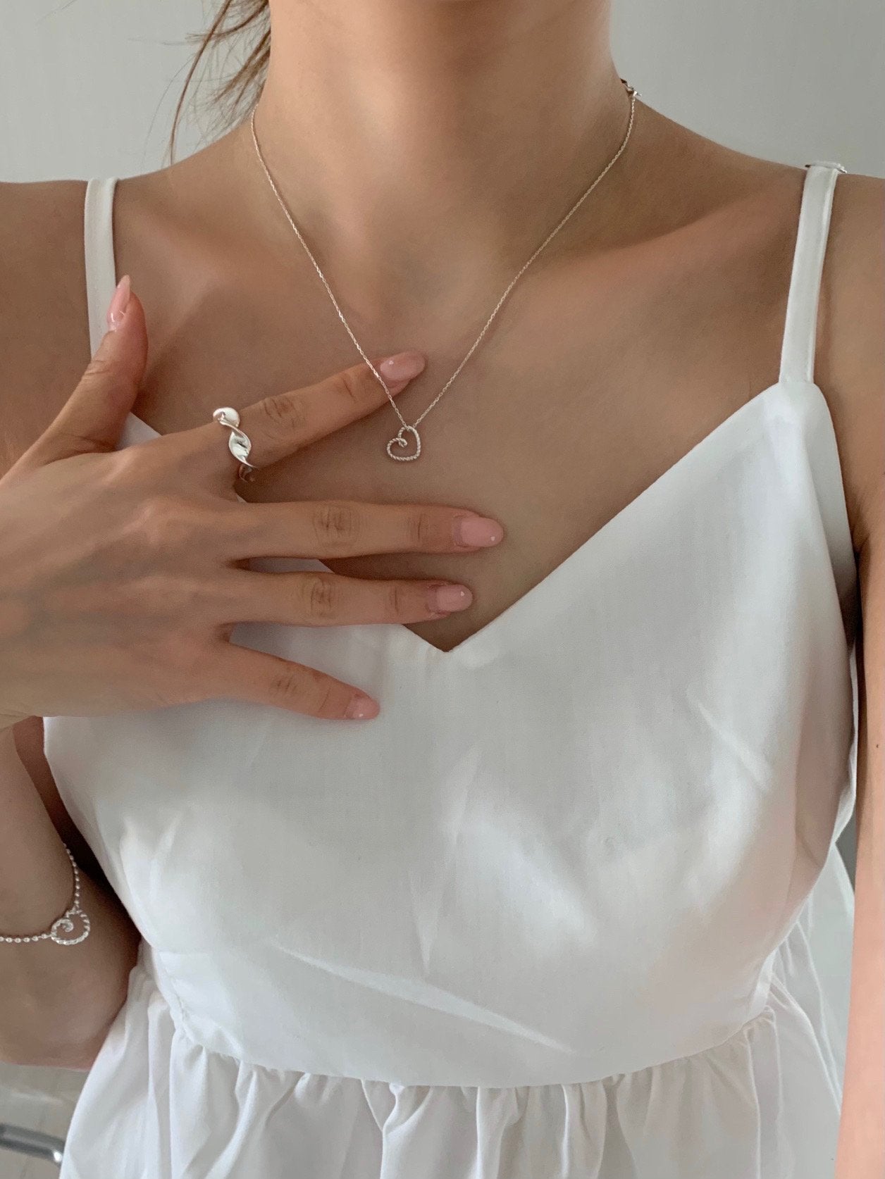 Twisted Heart Silver Ball Necklace