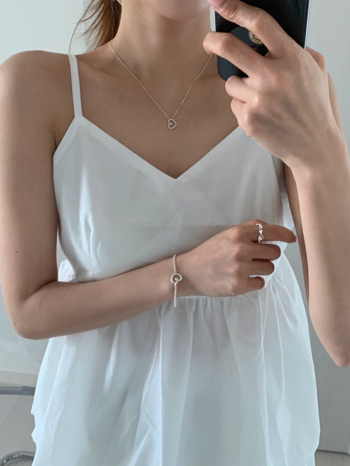 Twisted Heart Silver Ball Necklace