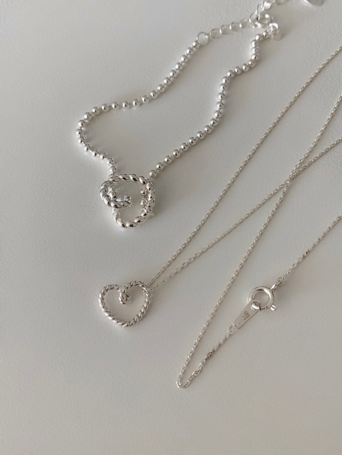 Twisted Heart Silver Ball Necklace