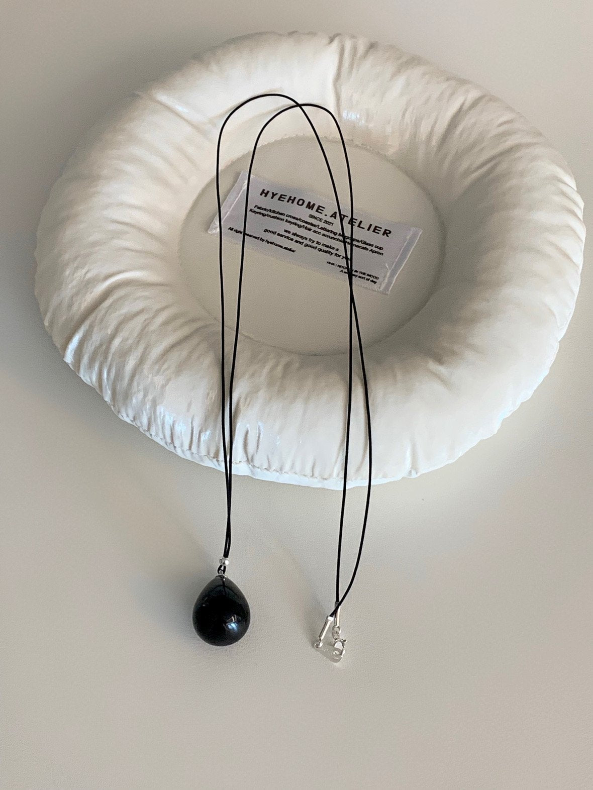black long water drop necklace