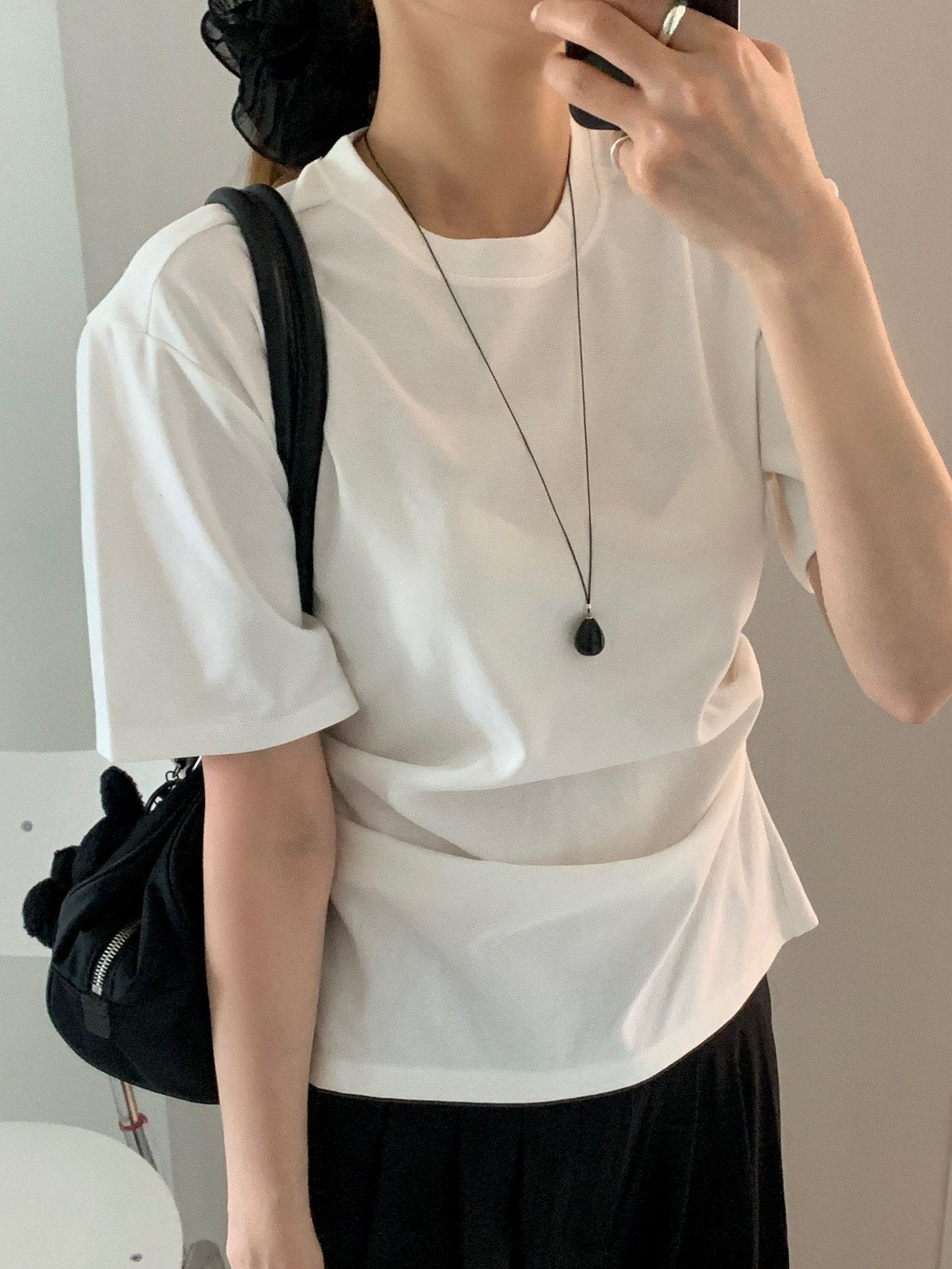 black long water drop necklace