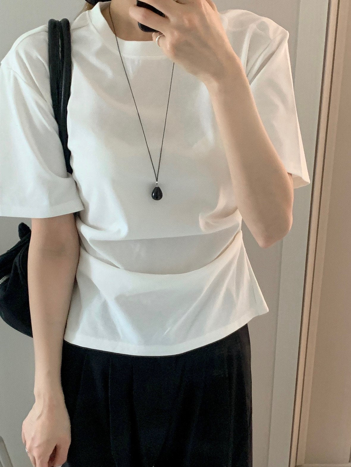 black long water drop necklace
