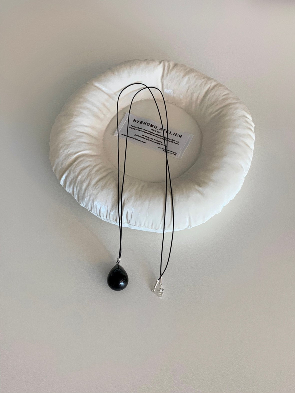 black long water drop necklace