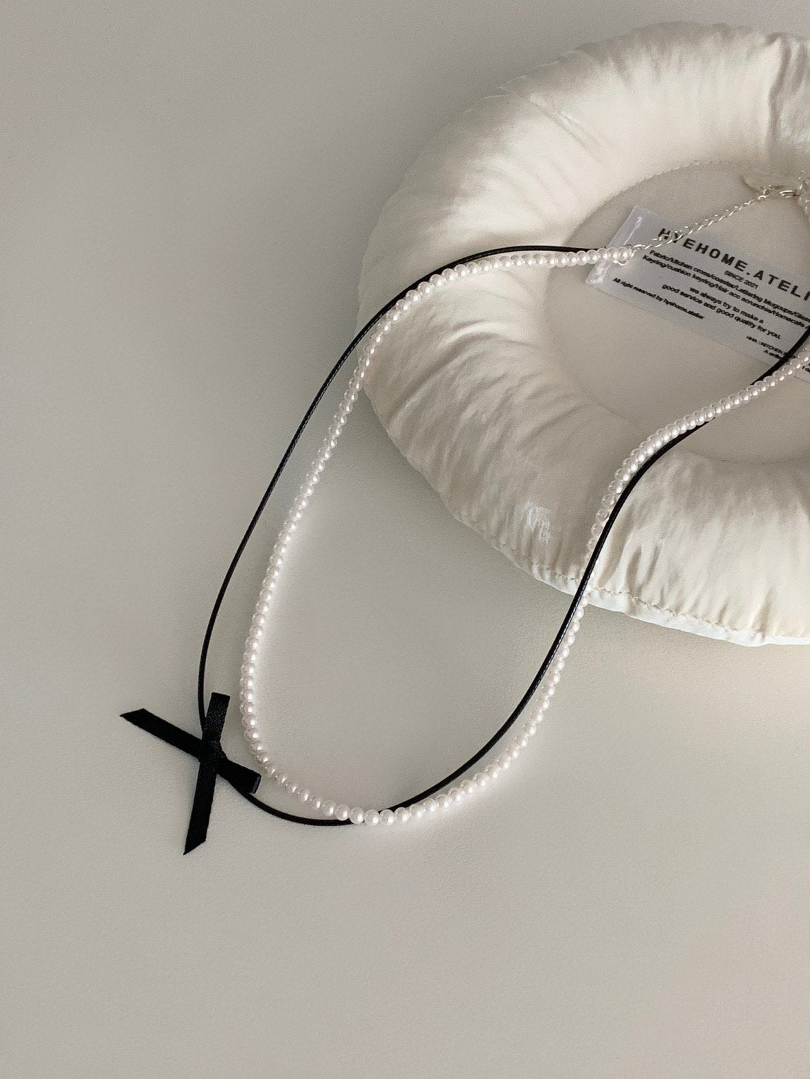 pearl ribbon set necklace
