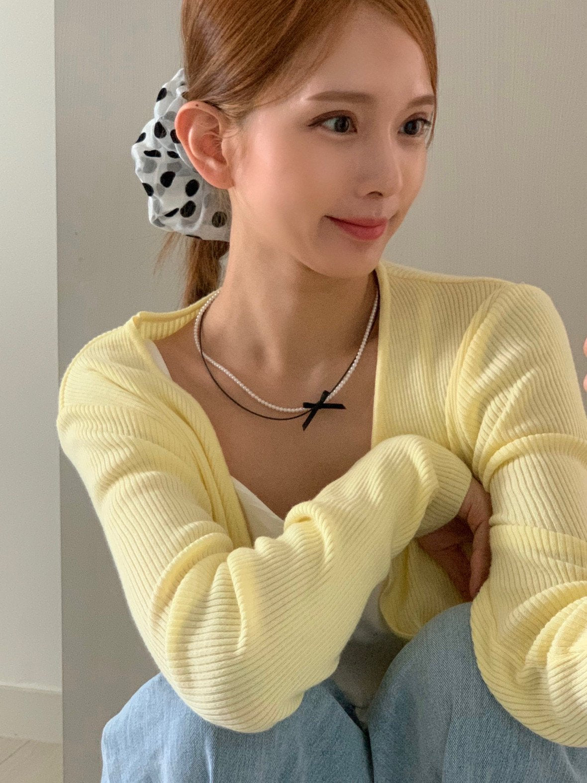 pearl ribbon set necklace