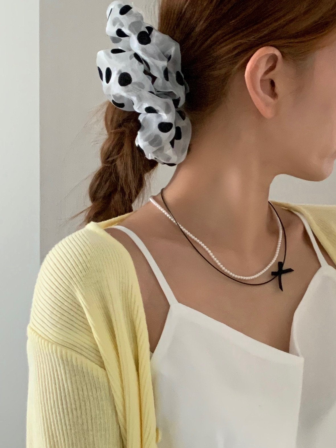 pearl ribbon set necklace