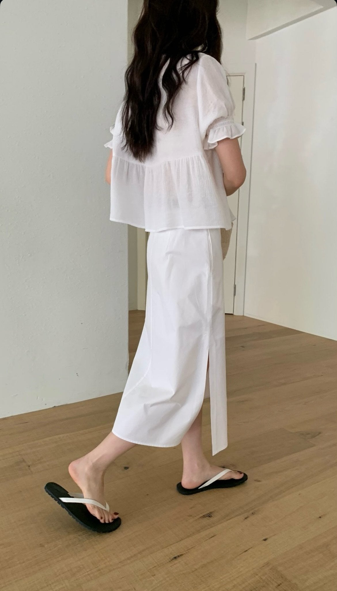 deondo smoke frill blouse-3col