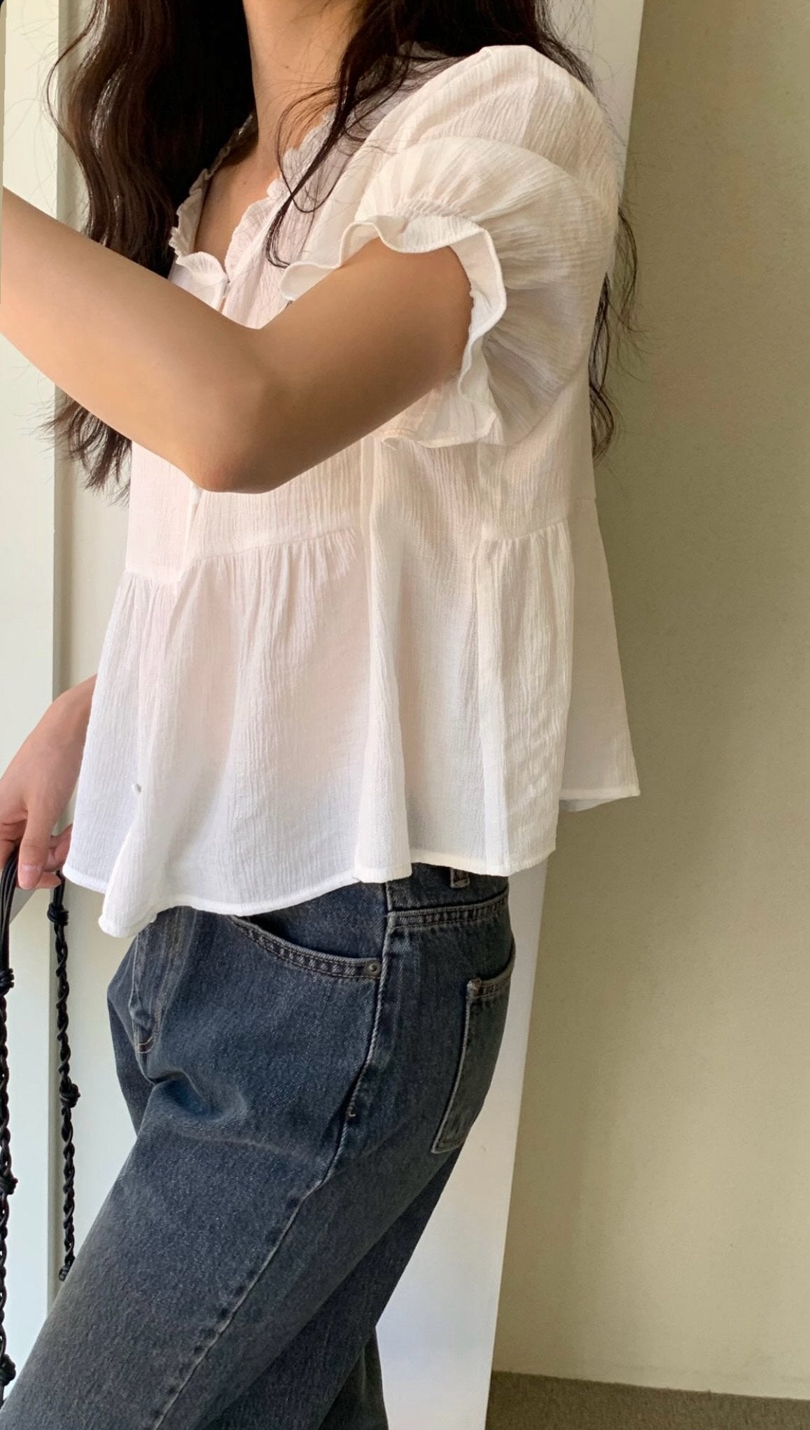 deondo smoke frill blouse-3col