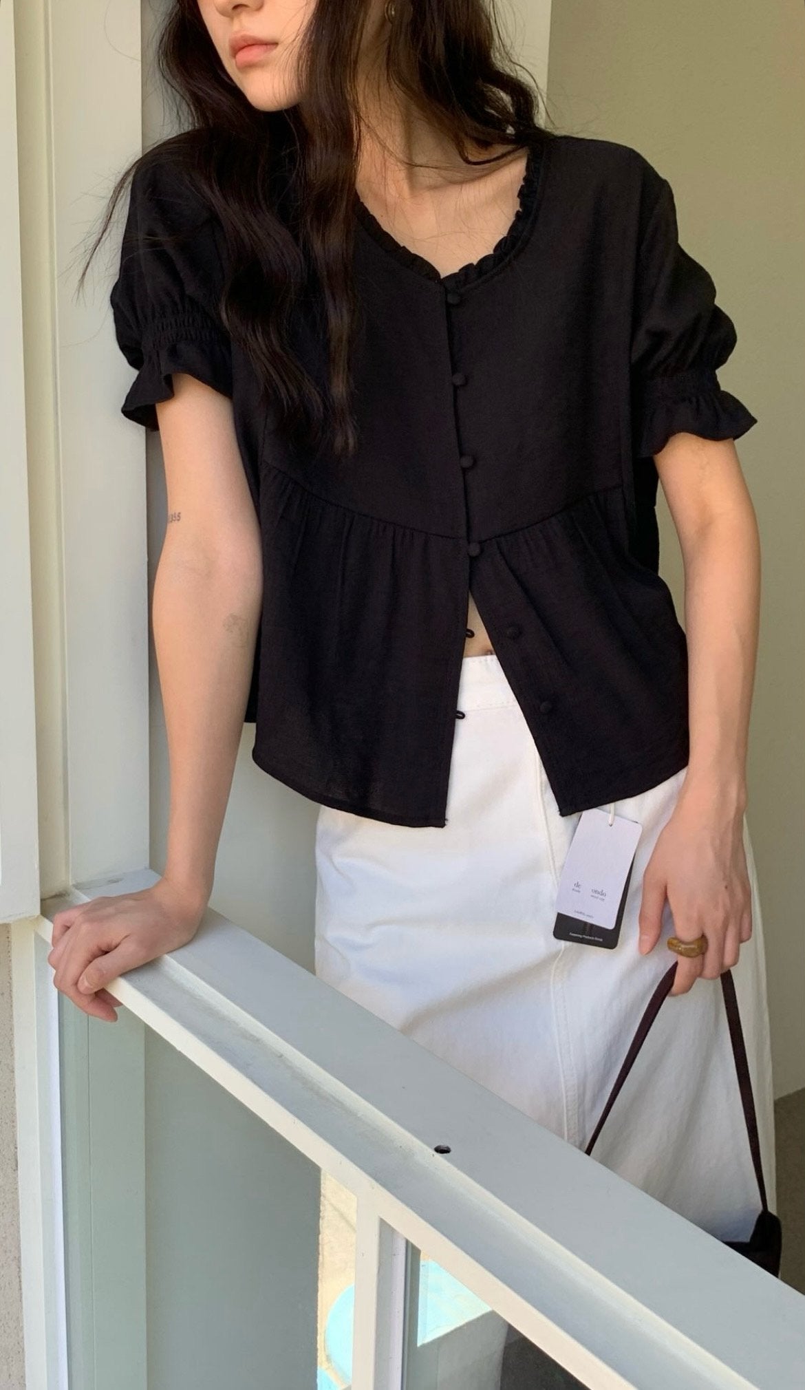 deondo smoke frill blouse-3col