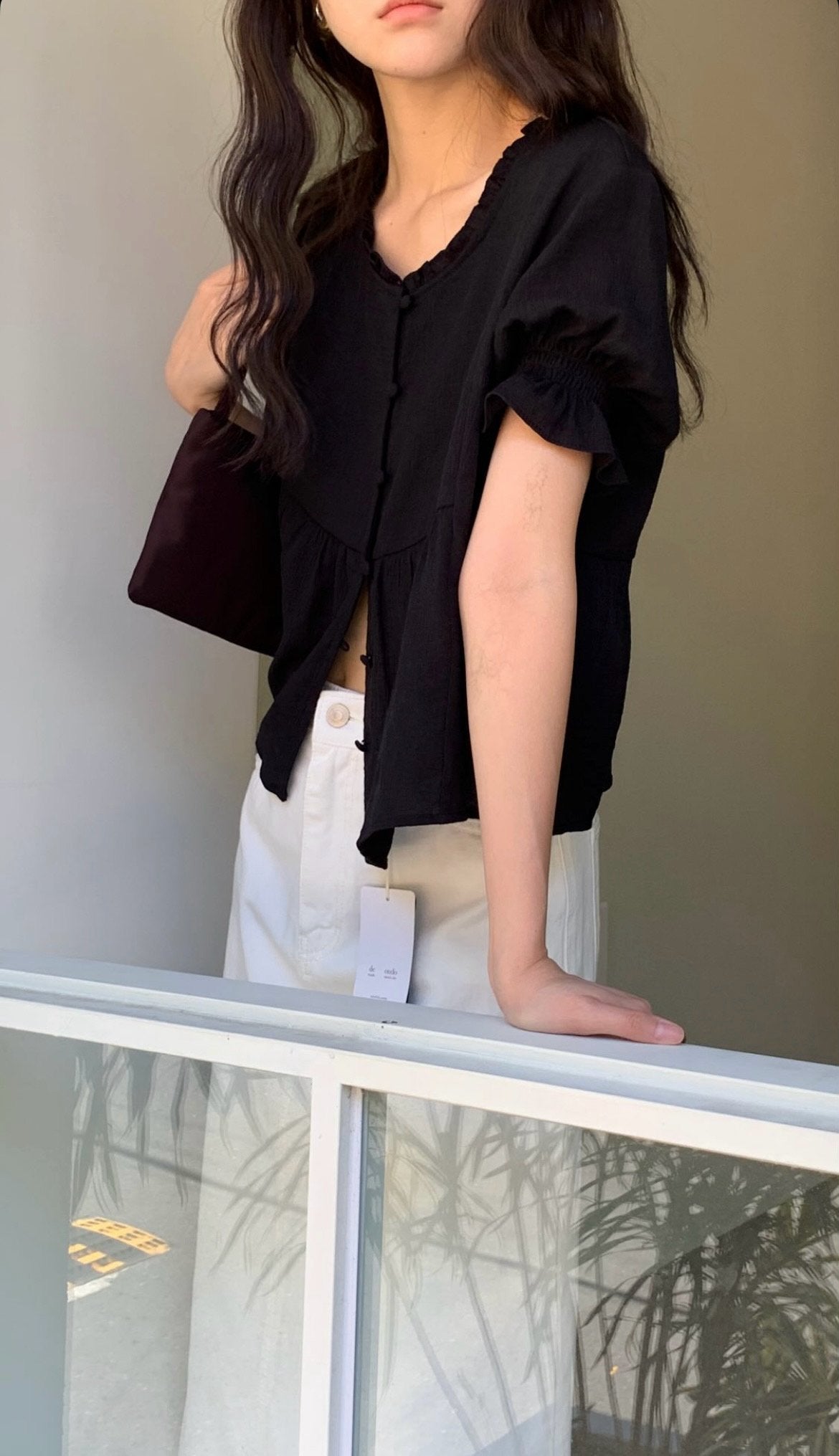 deondo smoke frill blouse-3col