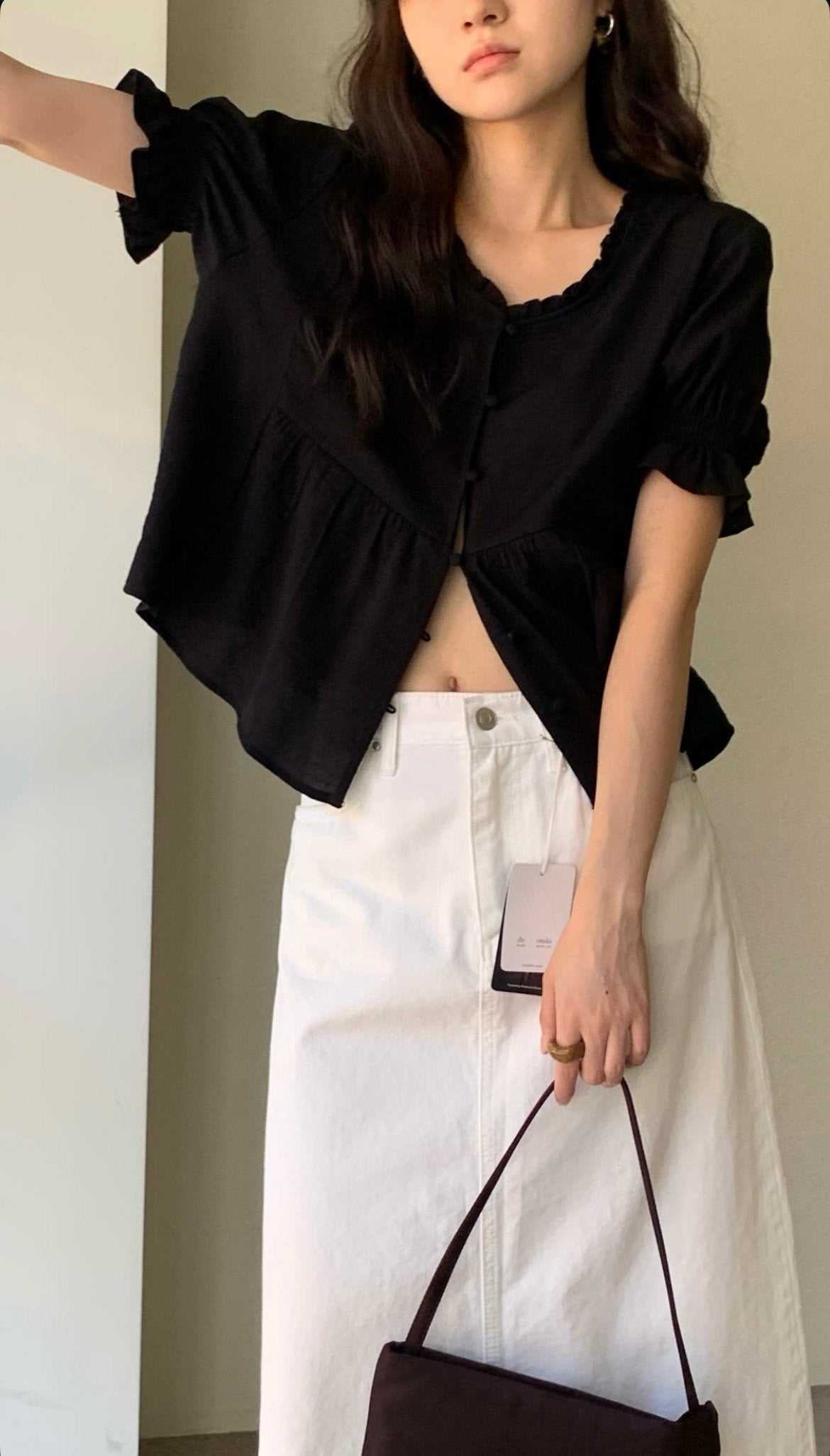 deondo smoke frill blouse-3col