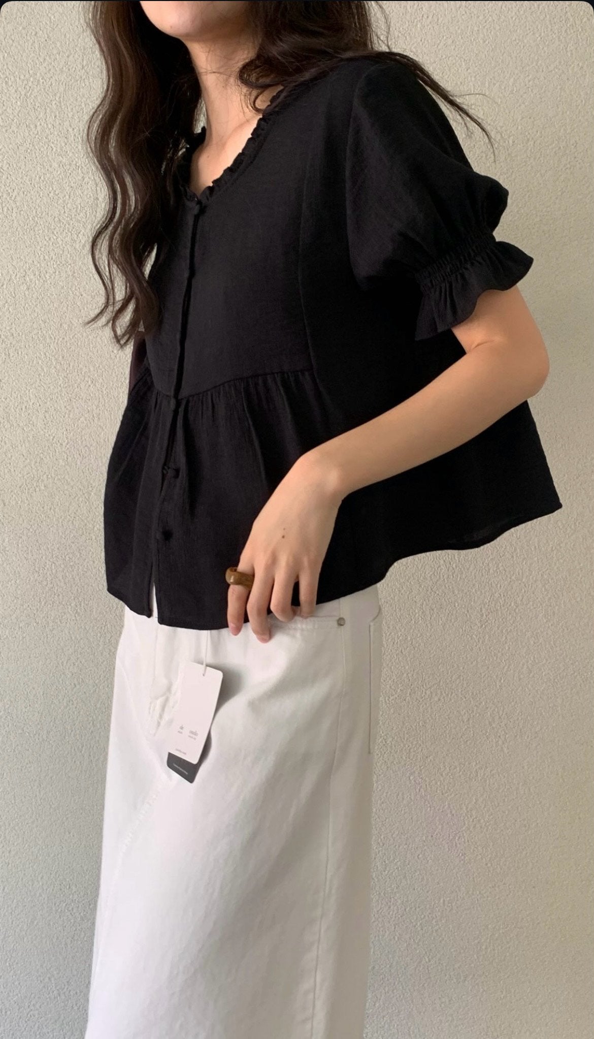 deondo smoke frill blouse-3col