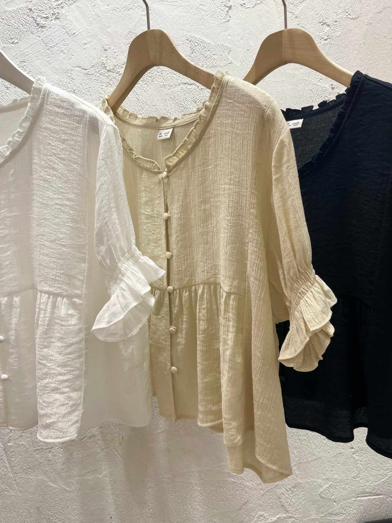 deondo smoke frill blouse-3col