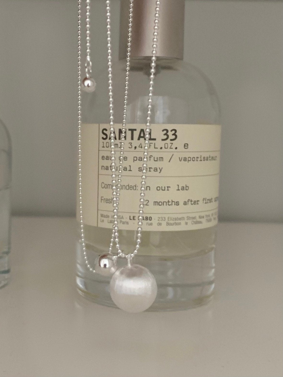 matte silver ball long necklace