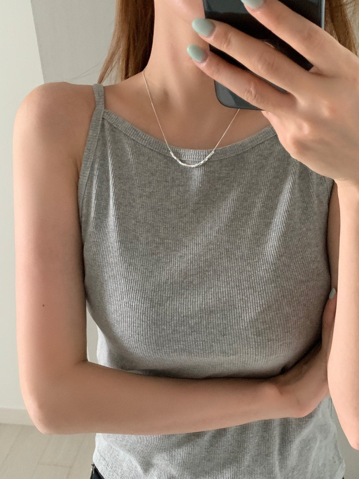 Silver charm U-neck necklace