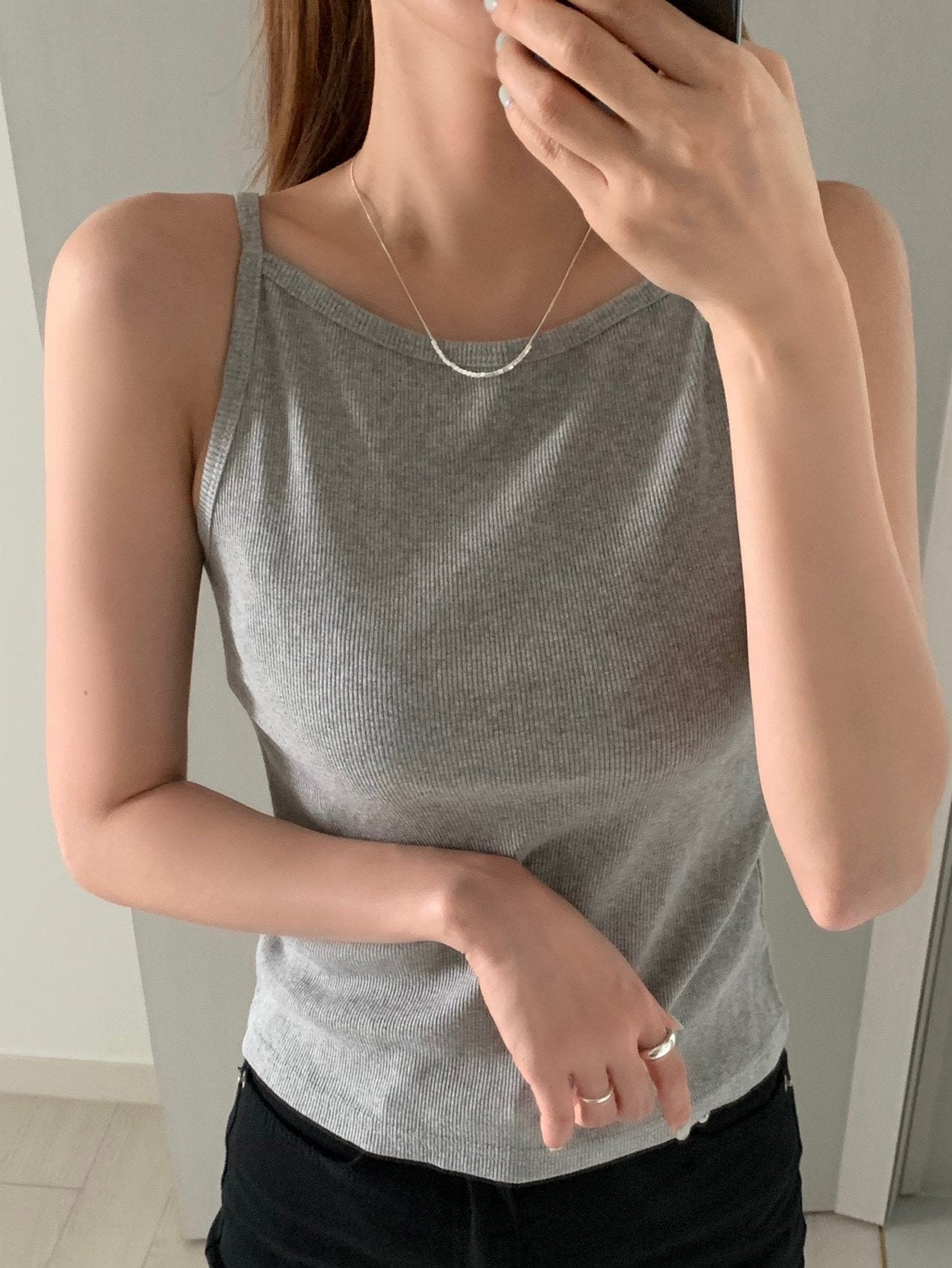 Silver charm U-neck necklace