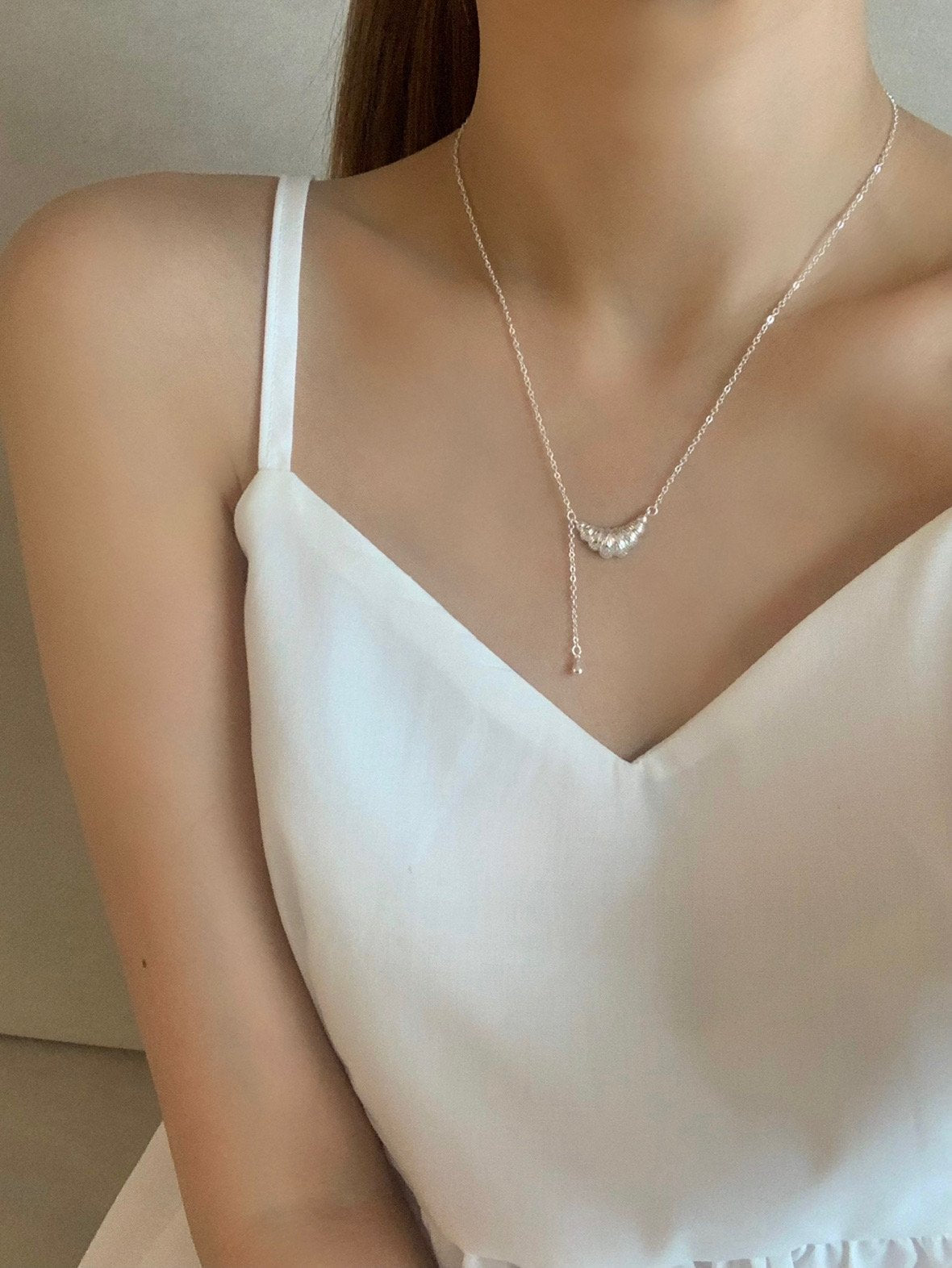 Bold croissant drop necklace