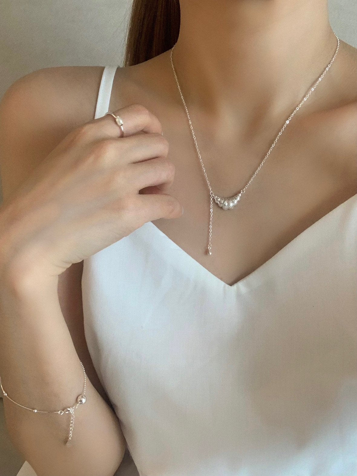 Bold croissant drop necklace