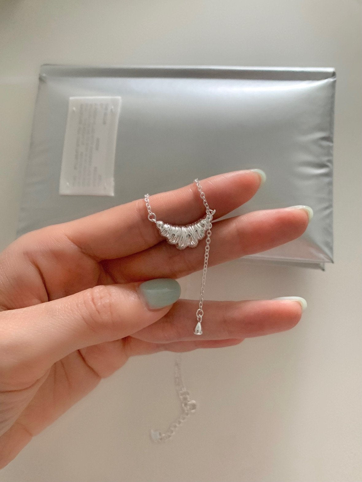 Bold croissant drop necklace