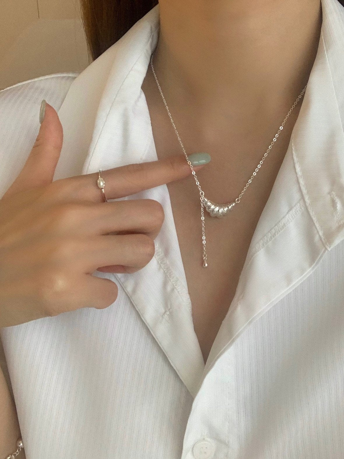 Bold croissant drop necklace