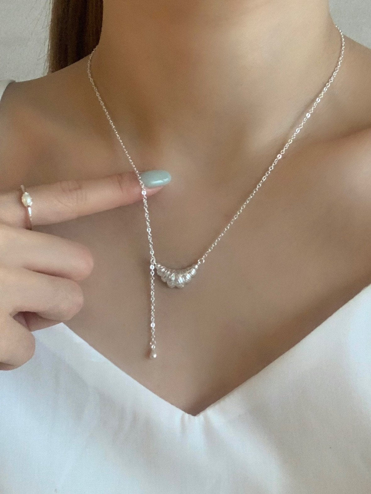 Bold croissant drop necklace