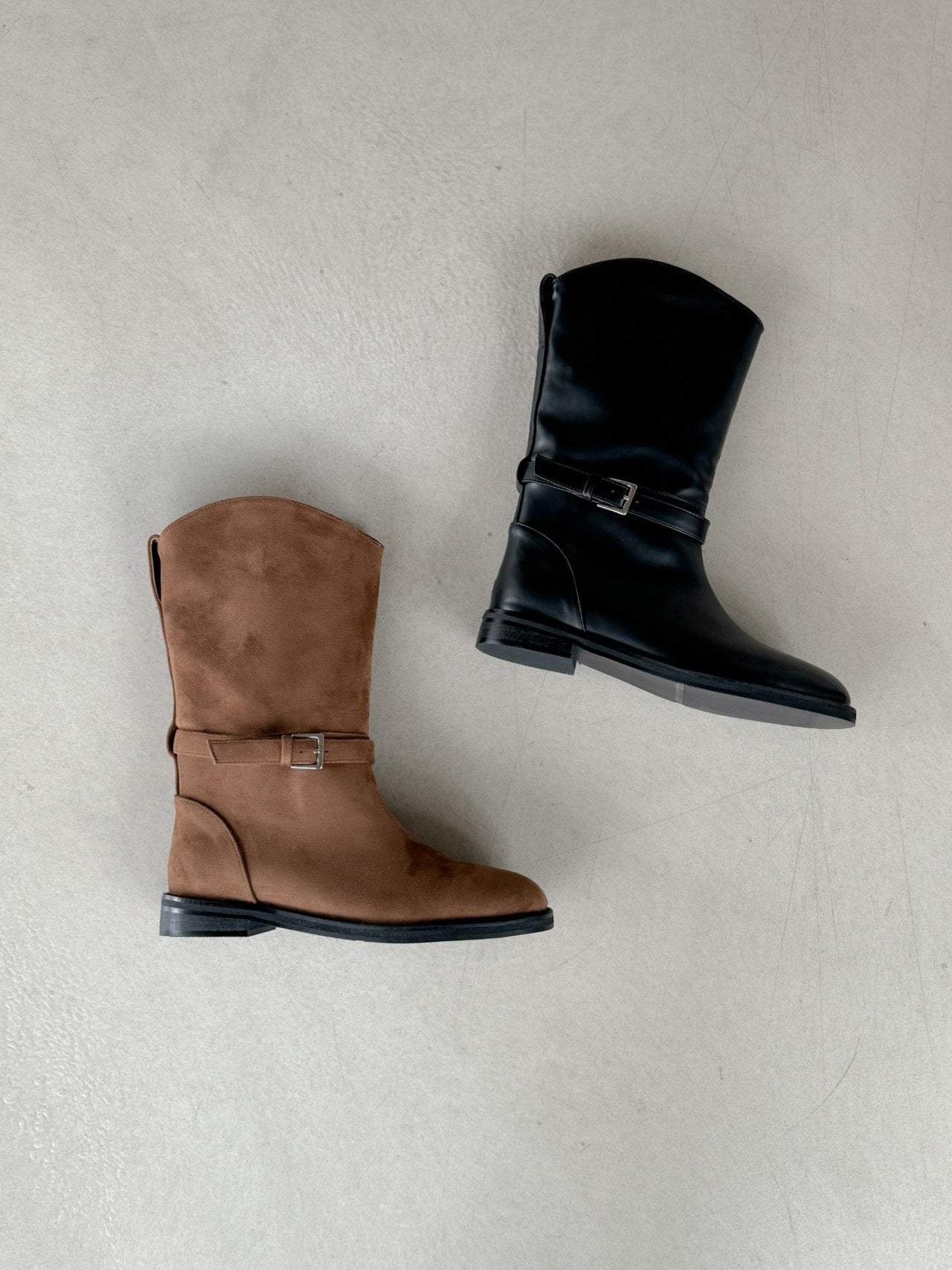 Mini Buckle Half Middle Boots