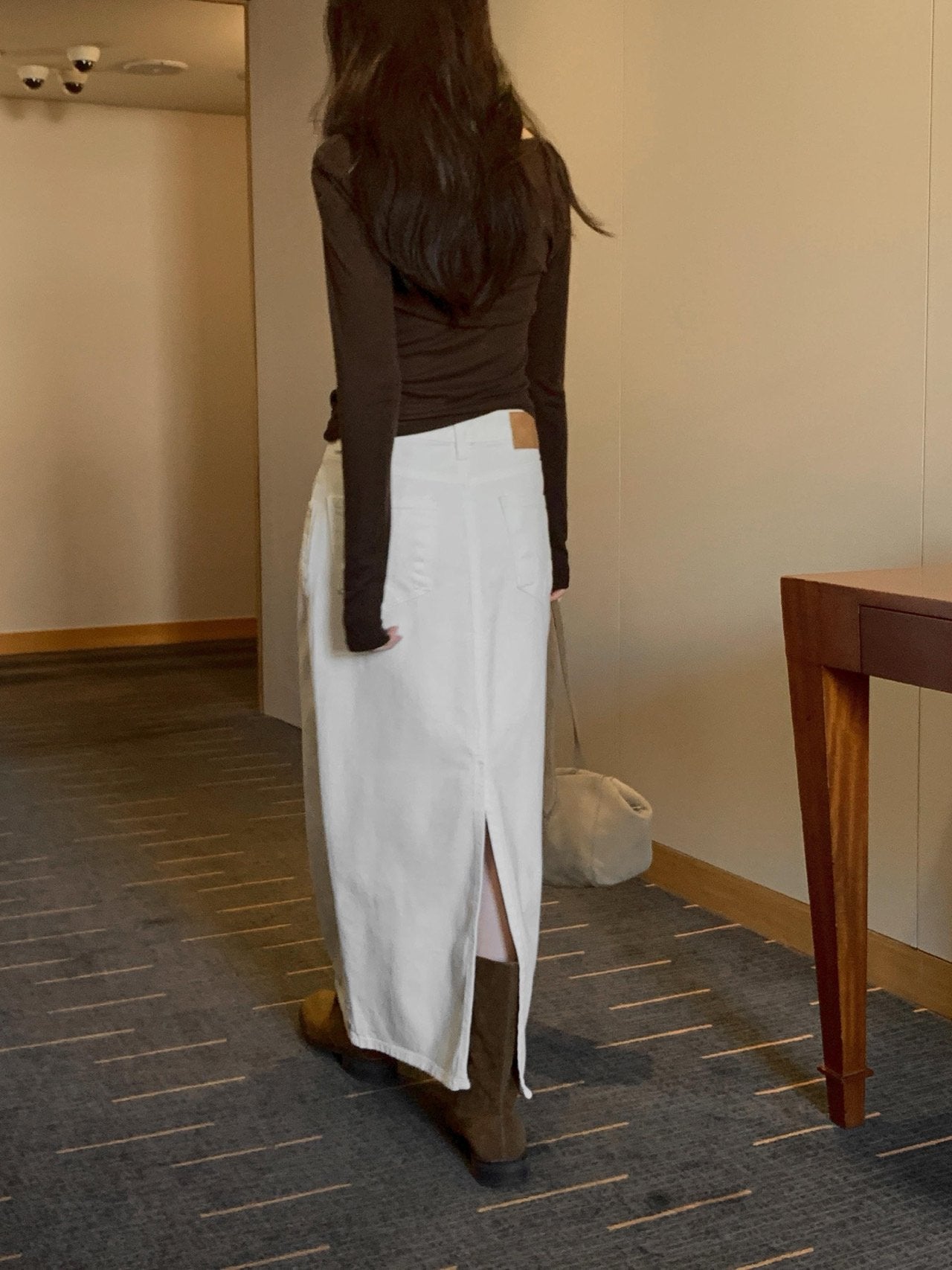 Denim long skirt