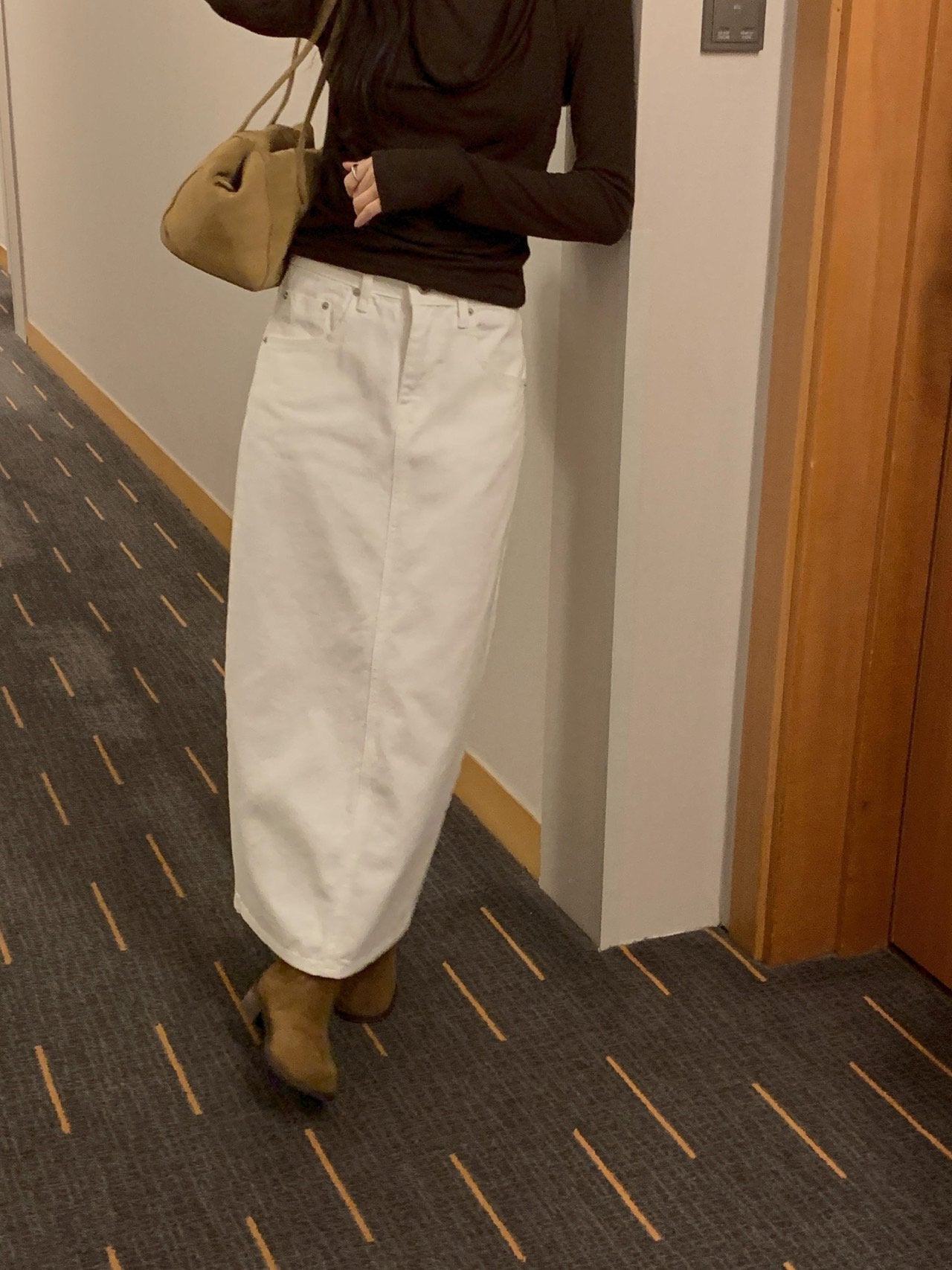 Denim long skirt