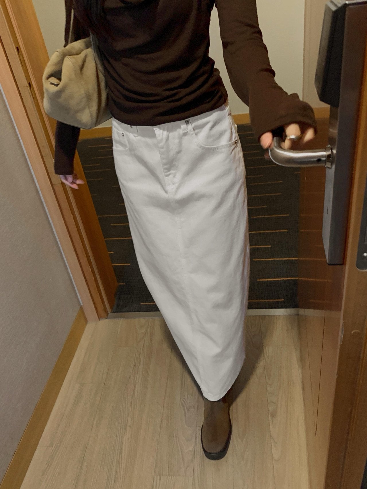 Denim long skirt