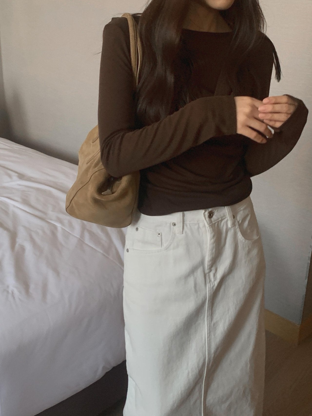 Denim long skirt