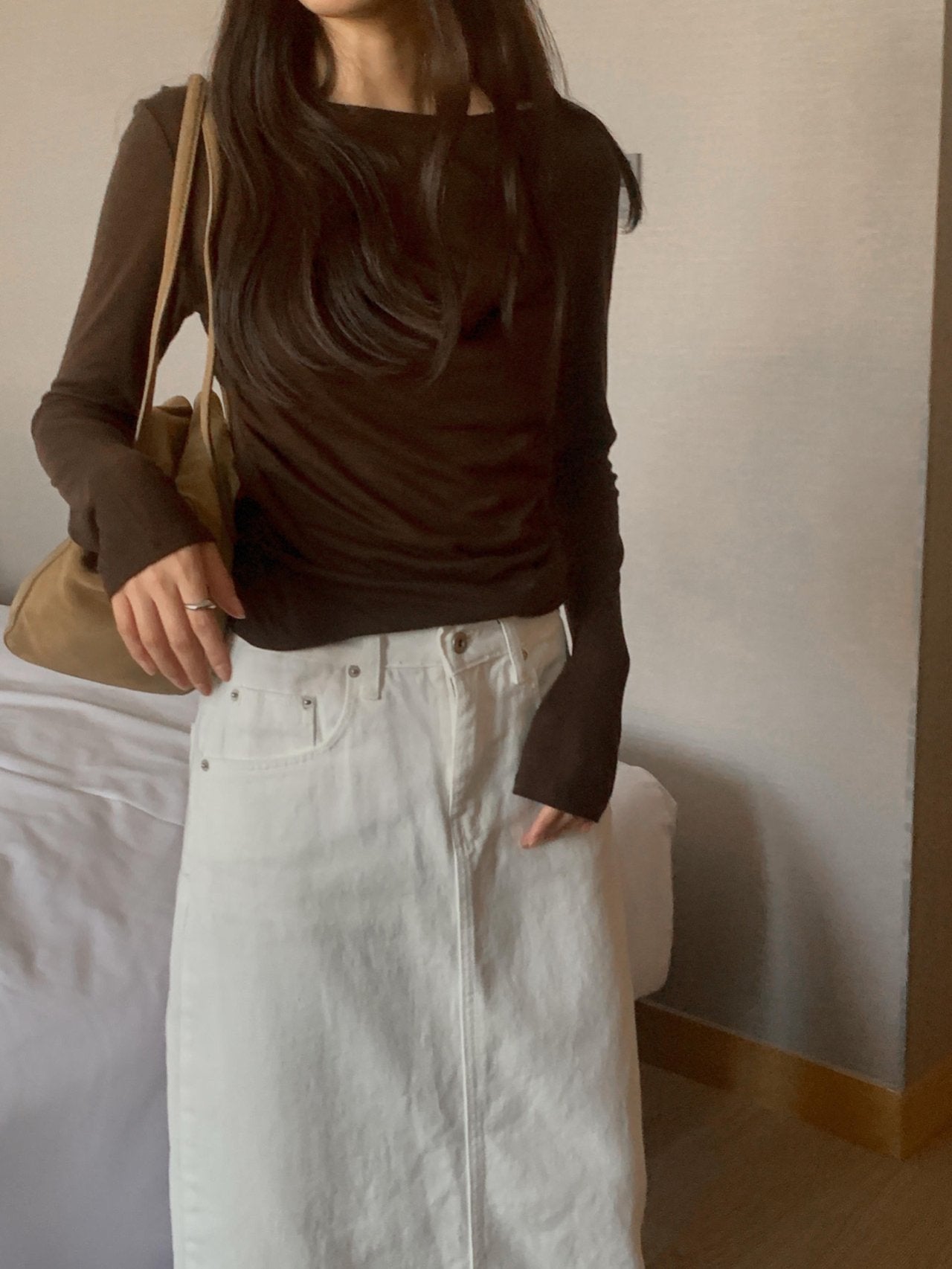 Denim long skirt