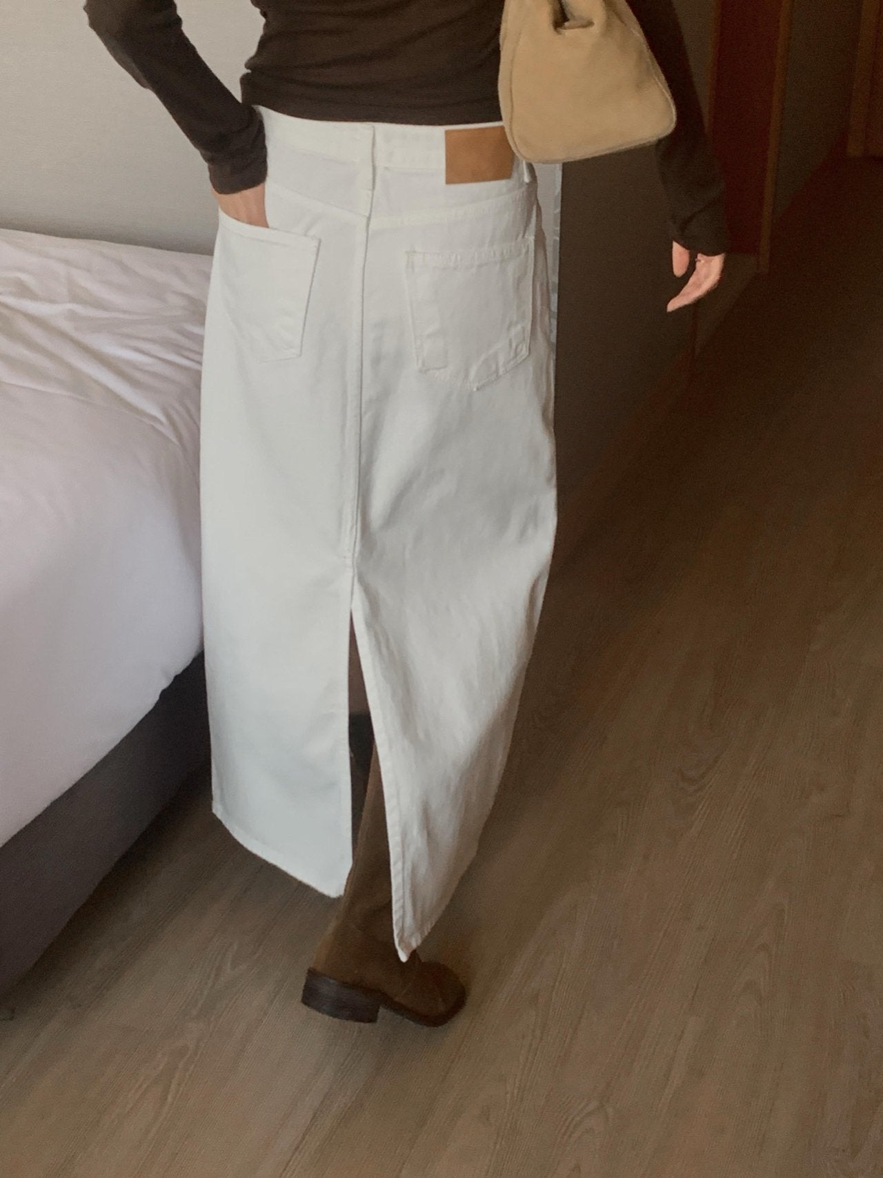 Denim long skirt